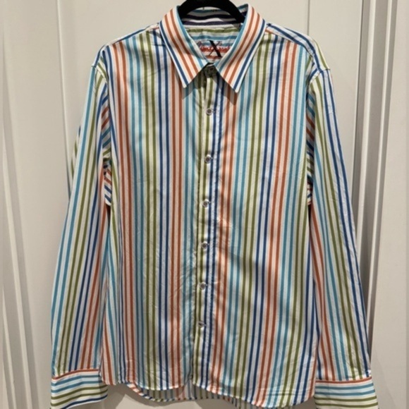 Robert Graham X Collection Multicolor Strip 2XL Button-Down Shirt - Picture 1 of 13